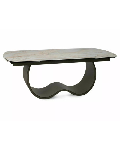 Table XXL Céramique Beige et Cuivre Casablanca 198-274cm | Mobili & Co
