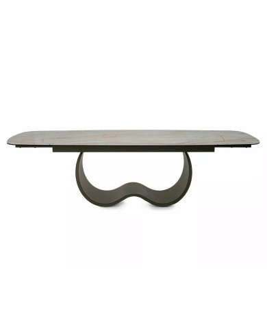 Table XXL Céramique Beige et Cuivre Casablanca 198-274cm | Mobili & Co