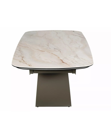Table XXL Céramique Beige et Cuivre Casablanca 198-274cm | Mobili & Co