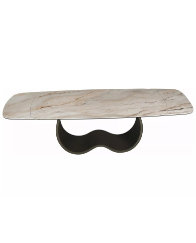 Table XXL Céramique Beige et Cuivre Casablanca 198-274cm | Mobili & Co
