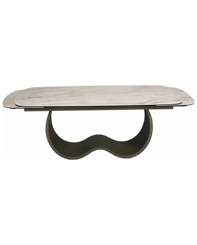 Table XXL Céramique Beige et Cuivre Casablanca 198-274cm | Mobili & Co