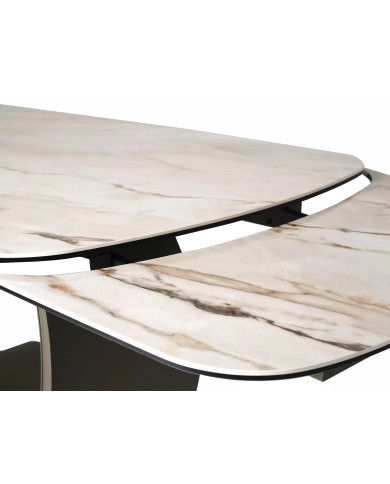 Table XXL Céramique Beige et Cuivre Casablanca 198-274cm | Mobili & Co