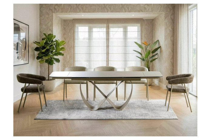 Table à Manger Extensible Céramique Travertin INFINITY 160-240 cm