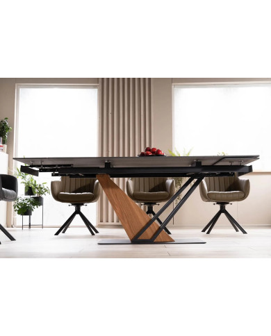 Pack Prestige : Table Céramique Extensible 160(220) x 90 cm GENESE + 6 Chaises ALAN pour 1€ de plus !