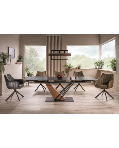 Pack Prestige : Table Céramique Extensible 160(220) x 90 cm GENESE + 6 Chaises ALAN pour 1€ de plus !
