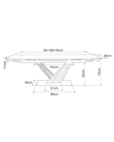 Pack Prestige : Table Céramique Extensible 160(220) x 90 cm GENESE + 6 Chaises ALAN pour 1€ de plus !