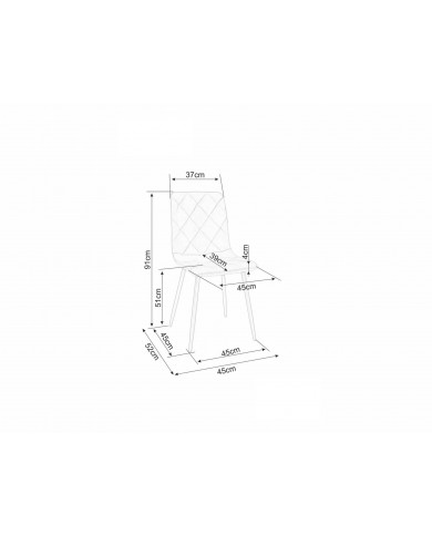 Chaise rembourrée en tissu avec pieds en métal cachemire Jerry