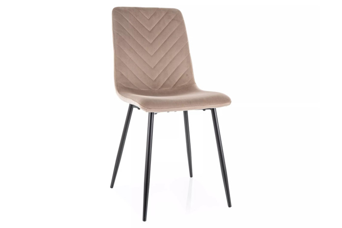 Chaise rembourrée en velours avec pieds en métal Daren