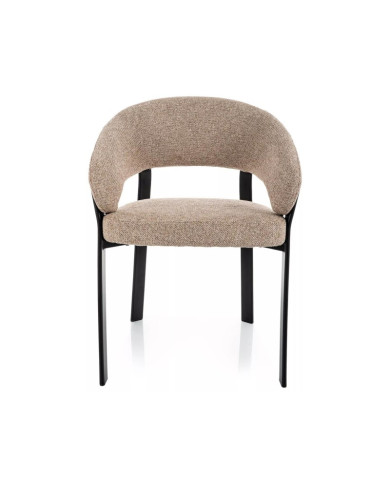 Chaise Design NAGOJA Beige et Gris clair Pieds Noir - Confort & Style | Mobili & Co