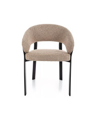 Chaise Design NAGOJA Beige et Gris clair Pieds Noir - Confort & Style | Mobili & Co