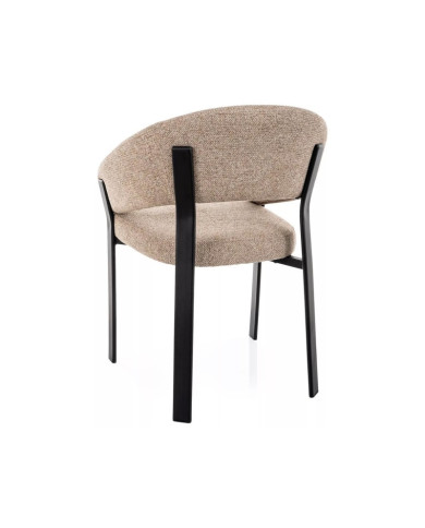 Chaise Design NAGOJA Beige et Gris clair Pieds Noir - Confort & Style | Mobili & Co