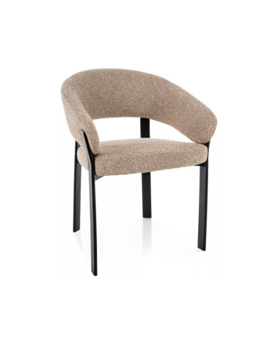 Chaise Design NAGOJA Beige et Gris clair Pieds Noir - Confort & Style | Mobili & Co