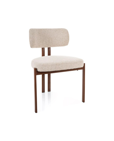 Chaise Japandi MISAKI - Tissu Premium & Pieds Métal Noyer | Mobili & Co