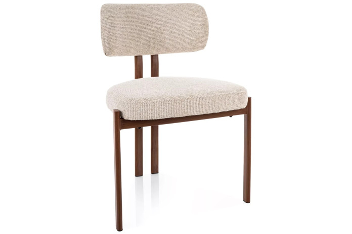 Chaise Japandi MISAKI - Tissu Premium & Pieds Métal Noyer | Mobili & Co