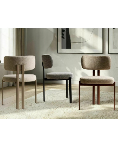 Chaise Japandi MISAKI - Tissu Premium & Pieds Métal Cashmire | Mobili & Co