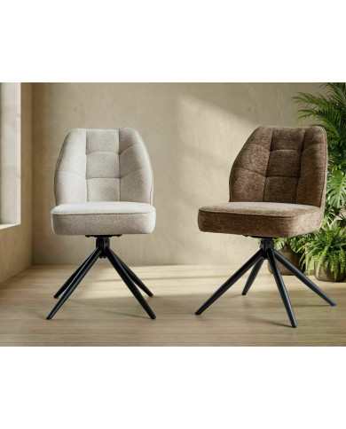 Chaise rembourrée ressorts pivotante 180° en tissu avec pieds en métal John