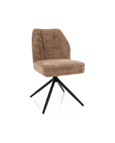 Chaise rembourrée ressorts pivotante 180° en tissu avec pieds en métal John