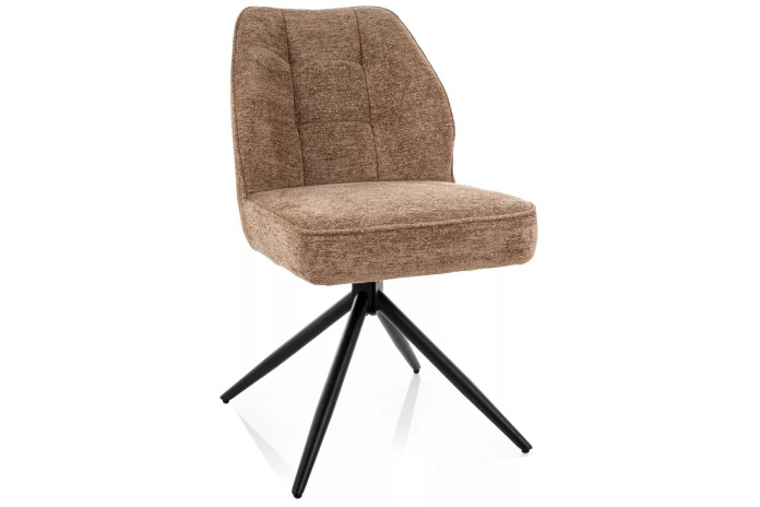 Chaise rembourrée ressorts pivotante 180° en tissu avec pieds en métal John