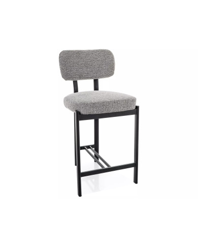 Chaise de bar en tissu avec pieds en métal noir design Japandi Misaki