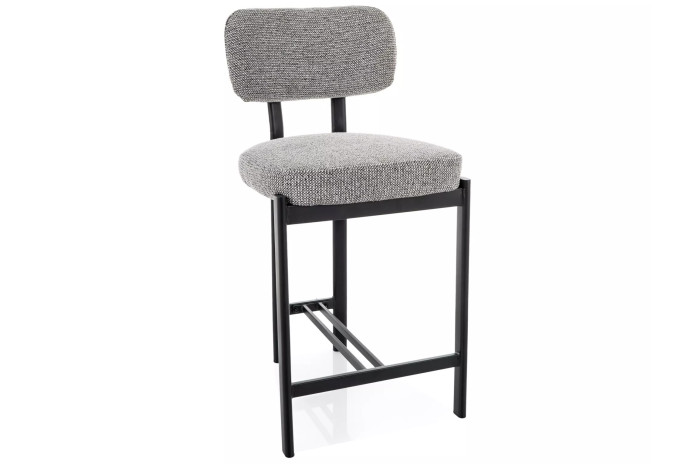 Chaise de bar en tissu avec pieds en métal noir design Japandi Misaki