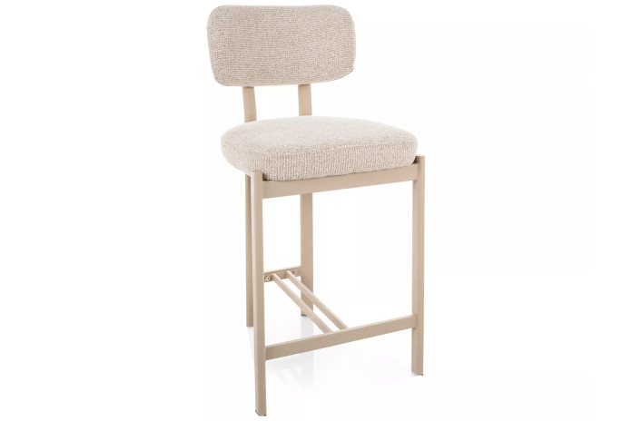 Chaise de bar en tissu avec pieds en métal cachemire design Japandi Misaki