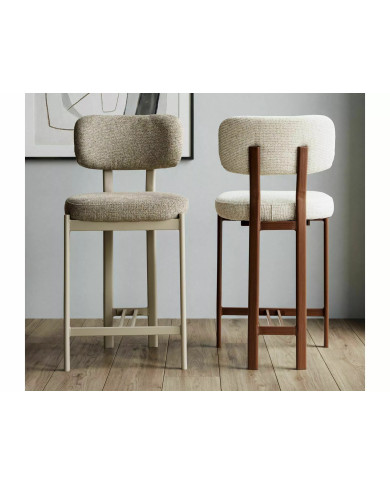Chaise de bar en tissu avec pieds en métal cachemire design Japandi Misaki