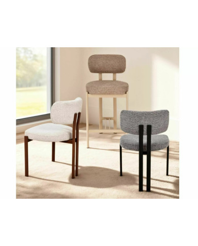 Chaise de bar en tissu avec pieds en métal cachemire design Japandi Misaki