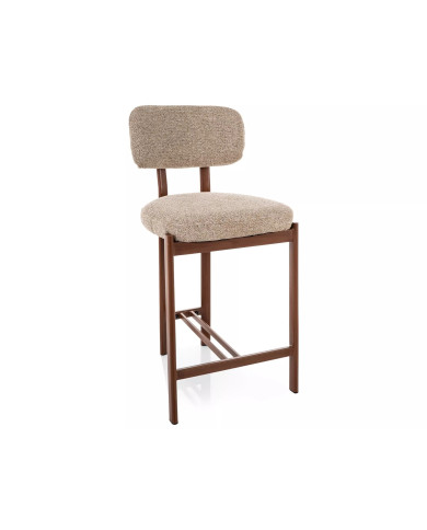 Chaise de bar en tissu avec pieds en métal effet bois design Japandi Misaki
