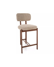 Chaise de bar en tissu avec pieds en métal effet bois design Japandi Misaki