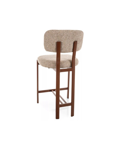 Chaise de bar en tissu avec pieds en métal effet bois design Japandi Misaki
