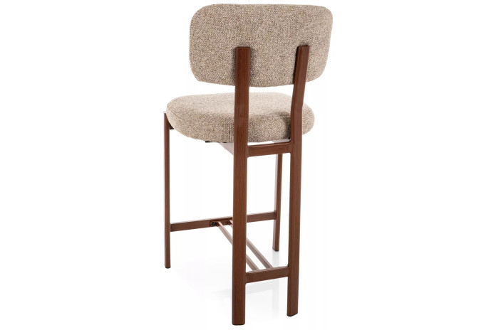 Chaise de bar en tissu avec pieds en métal effet bois design Japandi Misaki