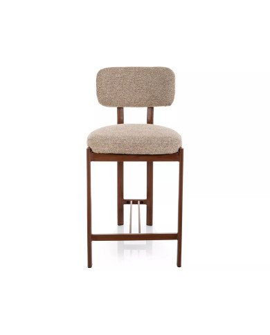 Chaise de bar en tissu avec pieds en métal effet bois design Japandi Misaki