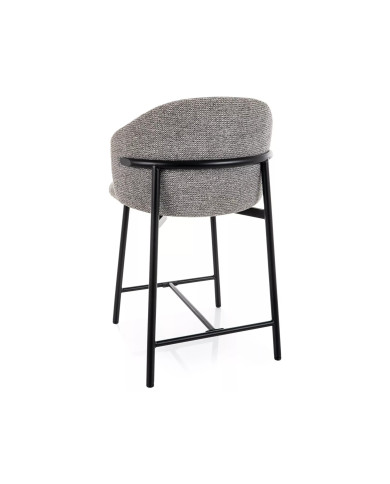 Chaise de bar en tissu avec dossier et pieds en métal noir design Japandi Osaka