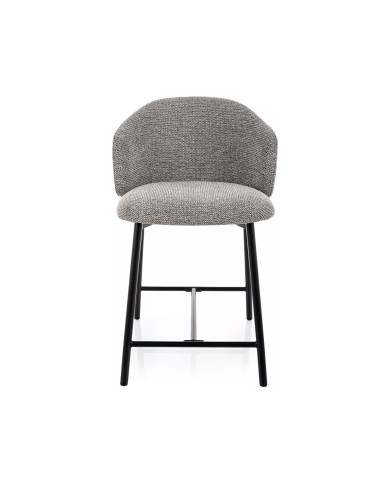 Chaise de bar en tissu avec dossier et pieds en métal noir design Japandi Osaka