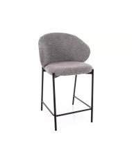 Chaise de bar en tissu avec dossier arrondi et pieds en métal noir design Japandi Kioto