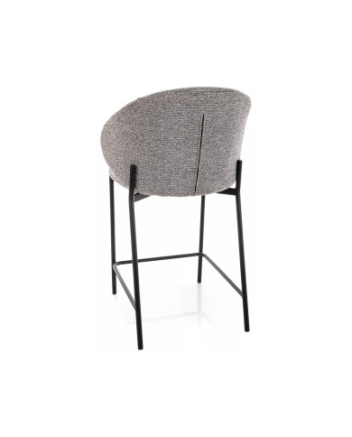 Chaise de bar en tissu avec dossier arrondi et pieds en métal noir design Japandi Kioto