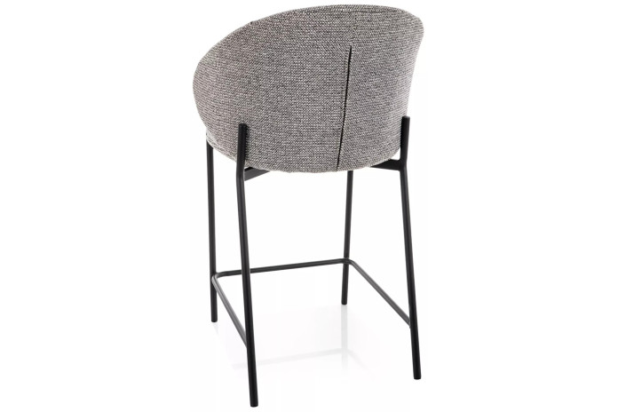 Chaise de bar en tissu avec dossier arrondi et pieds en métal noir design Japandi Kioto