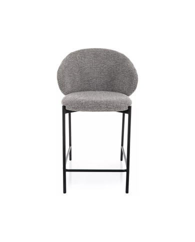 Chaise de bar en tissu avec dossier arrondi et pieds en métal noir design Japandi Kioto