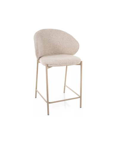 Chaise de bar en tissu avec dossier arrondi et pieds en métal cachemire design Japandi Kioto