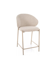 Chaise de bar en tissu avec dossier arrondi et pieds en métal cachemire design Japandi Kioto