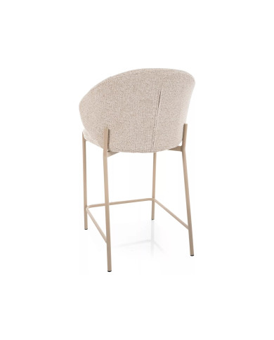 Chaise de bar en tissu avec dossier arrondi et pieds en métal cachemire design Japandi Kioto