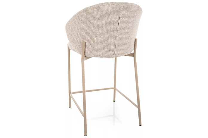 Chaise de bar en tissu avec dossier arrondi et pieds en métal cachemire design Japandi Kioto