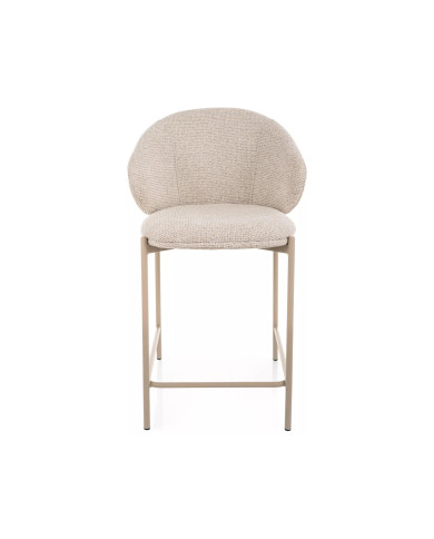 Chaise de bar en tissu avec dossier arrondi et pieds en métal cachemire design Japandi Kioto