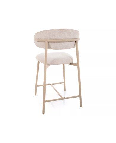 Chaise de bar en tissu avec dossier croissant et pieds en métal cachemire Elton