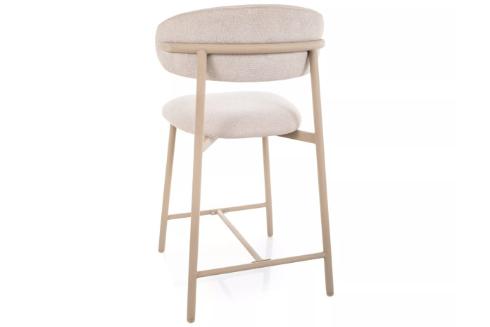 Chaise de bar en tissu avec dossier croissant et pieds en métal cachemire Elton