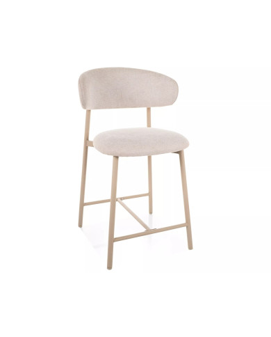 Chaise de bar en tissu avec dossier croissant et pieds en métal cachemire Elton