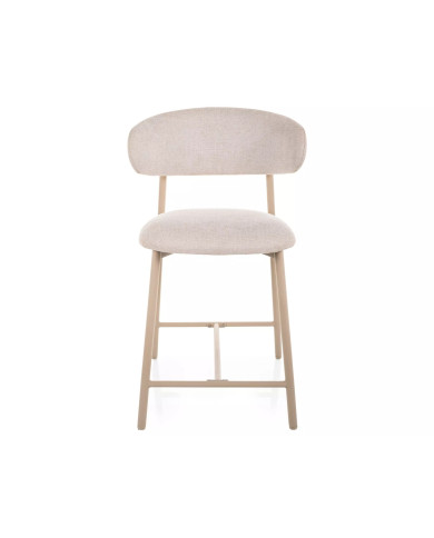 Chaise de bar en tissu avec dossier croissant et pieds en métal cachemire Elton