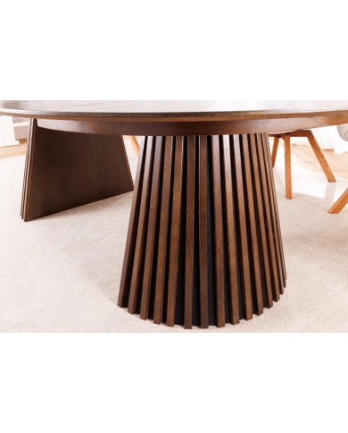 Table Ronde Extensible Chêne Foncé ARBOREA | Ø120 à 200 cm