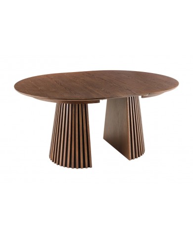 Table Ronde Extensible Chêne Foncé ARBOREA | Ø120 à 200 cm