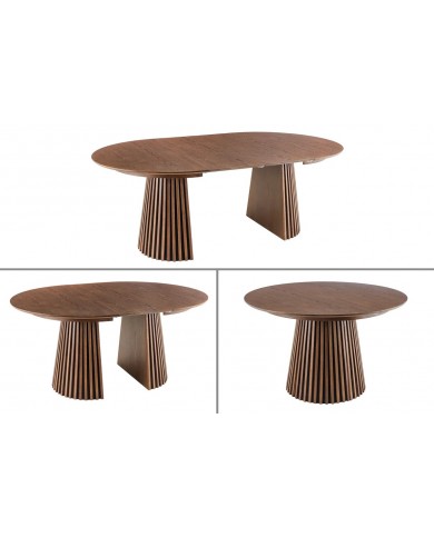 Table Ronde Extensible Chêne Foncé ARBOREA | Ø120 à 200 cm